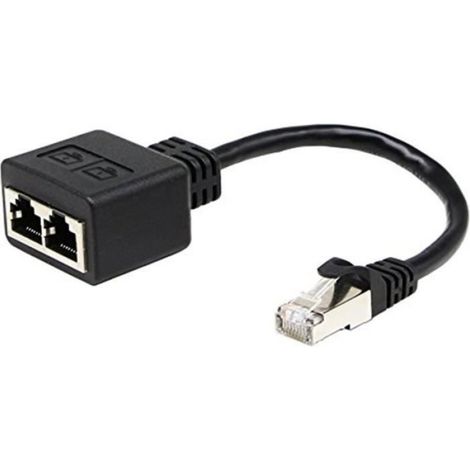 Câble adaptateur RJ45 - - 15 cm - Mâle vers femelle - Plaqué or - Double adaptateur (1/4)
