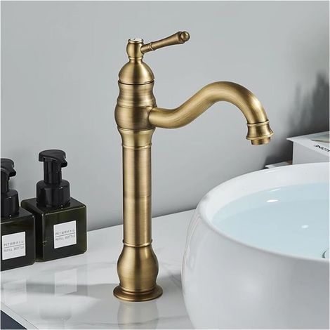 Warm- und Kaltwasserhähne, spritzwassergeschützte Retro-Waschtischarmaturen, komplett aus Kupfer, geeignet für Toiletten, Badezimmer und Aufsatzwaschbecken (1/5)
