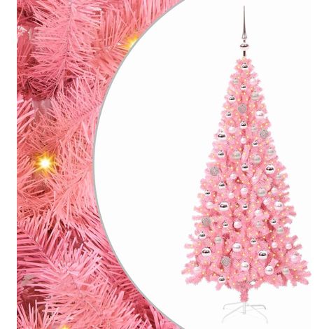 Sapin de Noël  Arbre de Noël avec 300 LED avec support Rose 180 cm PVC (1/5)