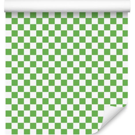 Papel pintado a cuadros menta y verde para salón y dormitorio, 50x1000 cm (1/5)