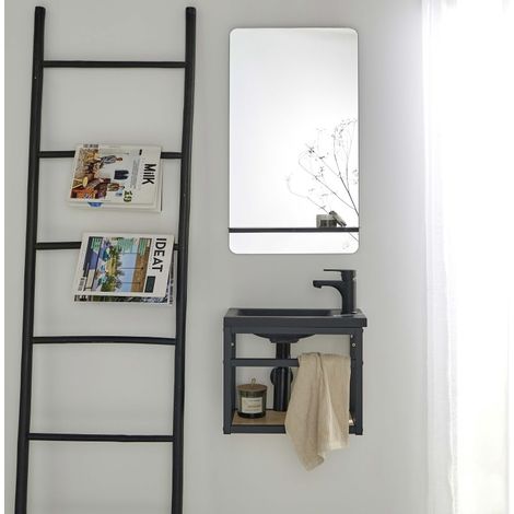 Lavabo SAO + grifo negro + espejo (1/5)