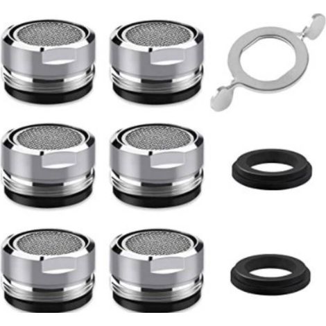 Aireador de grifo [6 piezas], filtro de grifo, aireador de grifo, aireador ahorrador de agua, incluye 8 arandelas y 1 placa de mano, adecuado para cocina y baño.