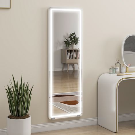 Specchio a figura intera con luci 150x50 cm Senza cornice 3 temperature di colore Luminosità regolabile Trasparente