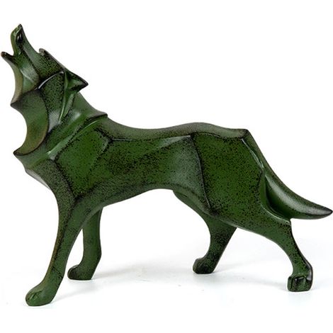 Sculpture de loup, sculpture animalière géométrique en résine (1/4)