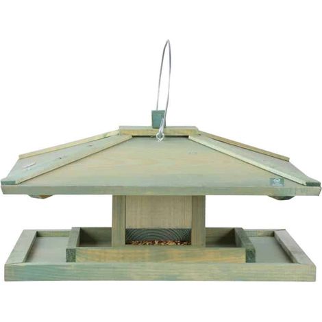 Esschert Design – Maison japonaise pour oiseaux – Nichoir en bois – Dimensions 38,5 x 38,5 x 21 cm – Pour accueillir plusieurs espèces (1/4)