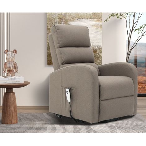 Fauteuil électrique releveur moderne en tissu taupe GRASSE (1/5)