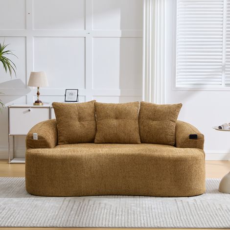 2-Sitzer-Sofa aus gelbem Chenille 164 x 92 x 60 cm, ohne Montage HAVRYA (1/5)