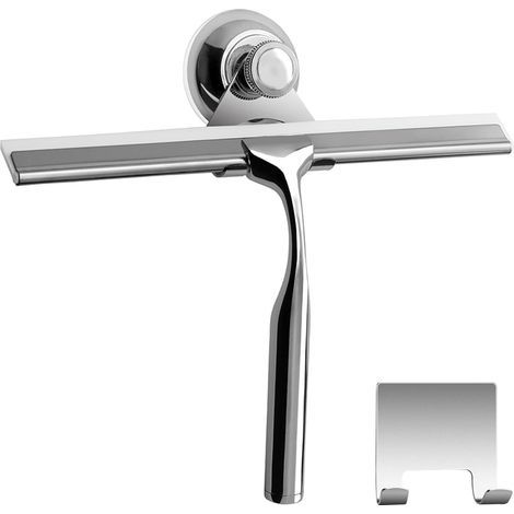 Silver, Shower Squeegee, Glass Squeegee, Household Water Squeegee, Stainless Steel, 24.5 x 17 cm, Cleaning Squeegee for Bathroom Window (1/5)