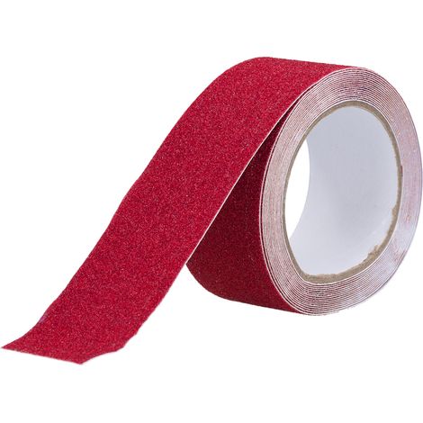 Ruban adhésif antidérapant haute adhérence pour extérieur, résistant à l'abrasion, de 5 mètres de long, rouge. (1/5)