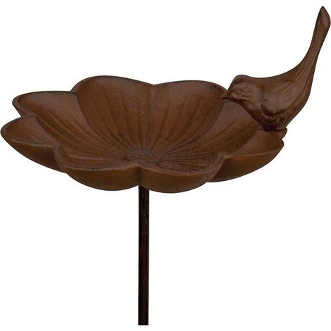 Bain pour oiseaux à piquer – Décoratif en fonte et métal – Pointe de sol en H – Hauteur 91 cm – Pour jardin et terrasse – Best For Birds
