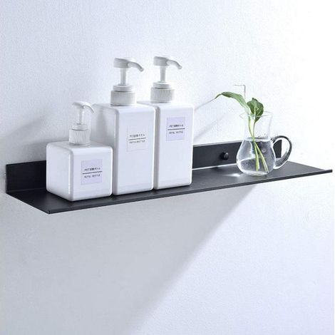 1 étagère murale, aluminium anodisé, noir, antirouille, 30x12x4 cm, salle de bain (1/5)