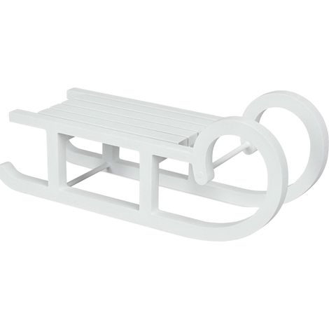 Holz Deko Schlitten klein weiß - 30 cm x 10 cm - Holzschlitten zum Basteln und Dekorieren - Weihnachtsdeko Miniatur Schlitten Advent Winter Weihnachten Tischdeko
