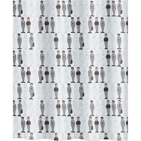 JEAN PIERRE Cortina de ducha de poliéster 180x200cm CALIDAD PREMIUM Gris y blanco MSV (1/3)