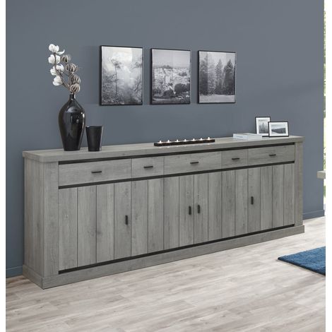 Buffet/bahut contemporain 248 cm chêne gris Corrie (1/4)