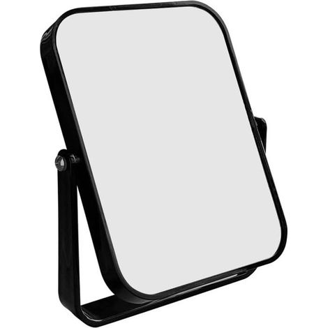 BelleRise - Miroir de salle de bain noir sur pied, élégant, en métal, avec support réglable et grossissement x3. (1/3)