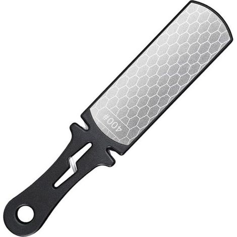 Affûteur de couteaux diamanté avec manche pour couteaux de cuisine, portable, double face, pierre à aiguiser diamantée alvéolée, outil d'affûtage pour une utilisation extérieure et domestique, noir, 1 (1/2)