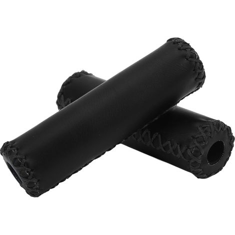 Guidon vélo rétro cuir PU, poignées de guidon universelles résistantes à l'usure, noir (1/5)