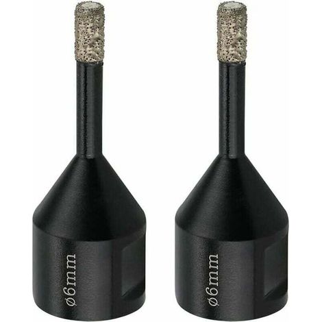 Forets à Carrelage 6 mm M14 Foret Diamant Carrelage Grès Cérame Marbre - Scie cloche Diamant, 2x Forets Trépan Diamant à sec pour Meuleuse d'angle (Noir ）