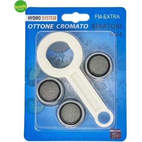 Aeratore maschio di ricambio in ottone cromato con chiave per rubinetti miscelatore mm24x1 - con chiavino- confezione 3 pezzi HIDROS