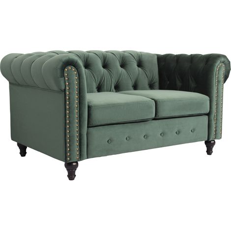 155cm Width Upholstered Sofa Chair with Nailhead Trim - Green (1/5)
