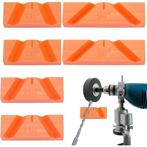 6 jeu de Gabarits D'Affûtage de Forets Gabarit de Perçage en Plastique avec Guide D'Angles 90/118/135°pour Perceuses Manuelles et Meuleuses Idéal pour les Machinistes et les Bricoleurs. Orange (1/5)