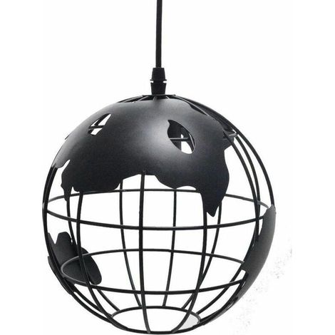 Suspension Vintage Industrielle Globe Lampe de Plafond Luminaire en Boule Métal Diamètre 20cm – Noir