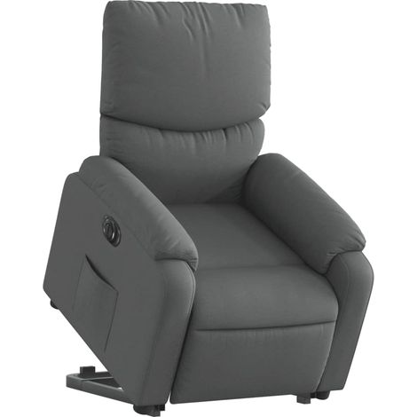 Poltrona reclinabile porta TV con funzione di sollevamento elettrico, molto comoda in tessuto grigio scuro DEC028352