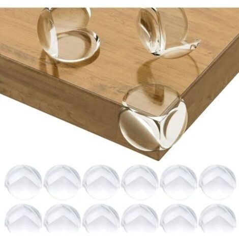 Protections d'angle pour table UlisemBaby, protections d'angle pour bureau, berceau, cheminée, table, coins et bords, souples et sûres, rondes, lot de 12, transparentes (1/4)