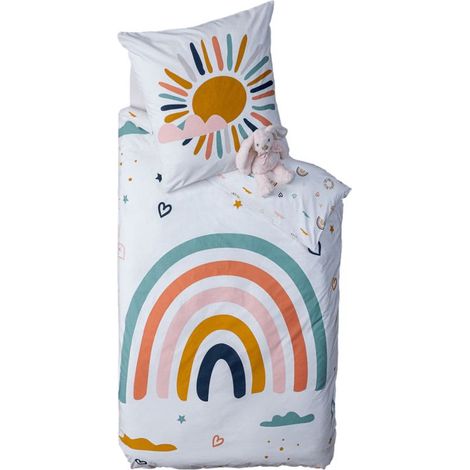 Parure de couette 140 x 200 "Arc en Ciel" Réversible 100% Coton / 57 Fils/cm²