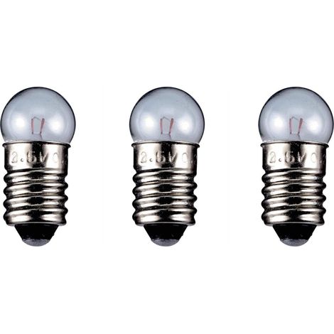 Ampoule Sphérique Culot E10 - Lot de 3 - Verre Transparent - 6V 2,35W - Pour Lampe Torche (1/2)