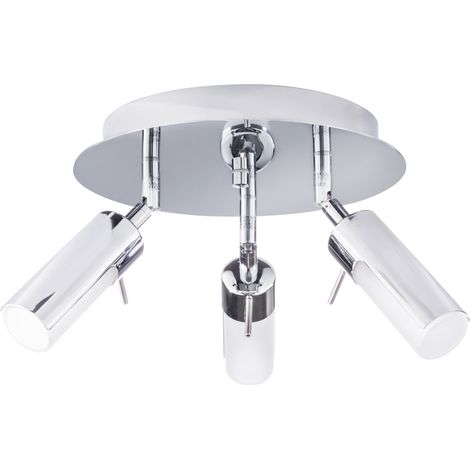 Litecraft Palma Spotlight Plate Bathroom 3 Arm With Frosted Glass Shade - Chrome