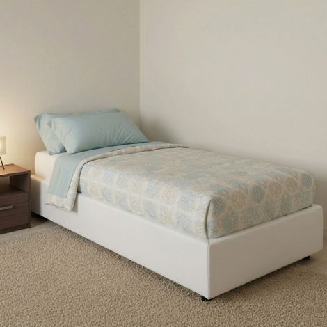 Talamo Italia Einzelbett Lucia, Containerbett mit Kunstlederbezug, 100% Made in Italy, Frontöffnung, passend für Matratze Cm 90x200, Weiß (1/5)