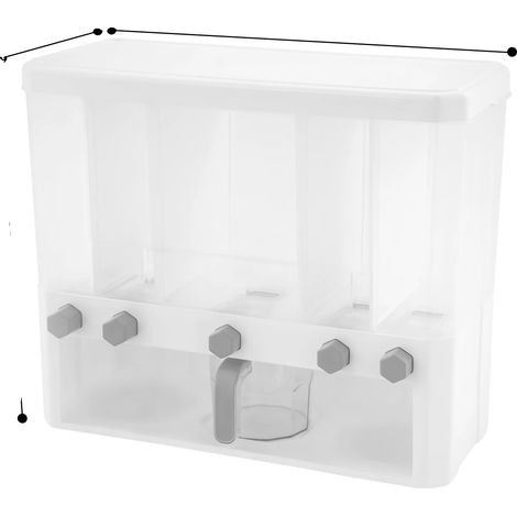 Distributeur de riz, 5 compartiments, stockage hermétique, Blanc et Transparent (1/2)