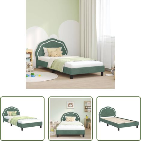 vidaXL Bois d'ingénierie - Cadre de lit pour enfants avec tête de lit Vert Mer 80 x 200 cm (1/5)