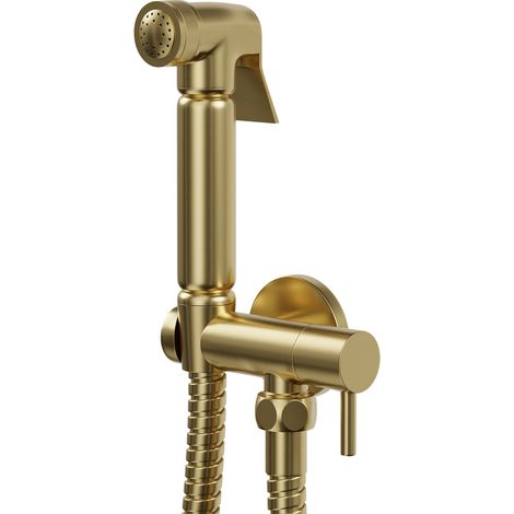 Colore Brushed Brass Wall Mounted Douche Shower Spray with Shut Off Valve
