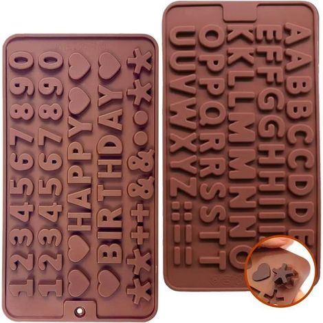Moule Chocolat2,Moule Number Cakemoule Silicone, Lettre DéCoration Gateau Moule En Silicone,Pour Chocolats Maison (1/4)