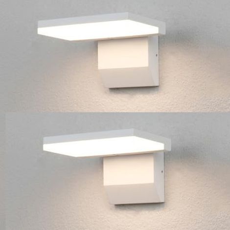 Confezione da 2 Faretti da Esterno — Applique LED per Interni ed Esterni, IP65, Orientabili a 180° — per Corridoi e Giardini (6000K Bianco Caldo) (1/5)