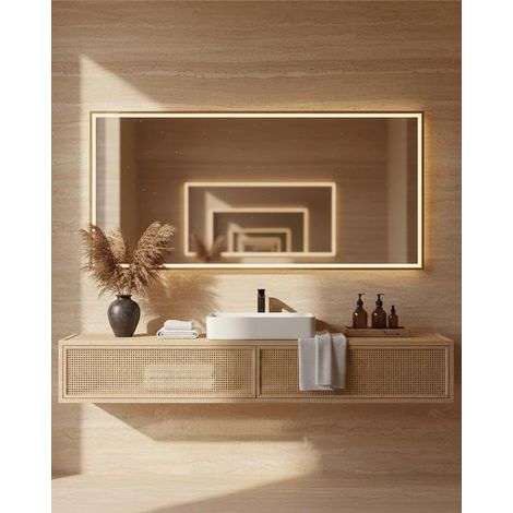 Specchio 100x80 illuminato oro spazzolato Torino (1/3)