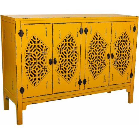 Aparador de madera amarillo 120x40x86.5 cm (1/5)