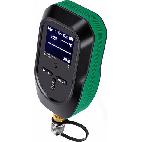 Jauge à vide numérique 7/16 pouces-20 UNF 0-75000 microns, testeur de microns HVAC avec 11 unités, raccord SAE 1/4 pouces et connecteur en T (1/5)