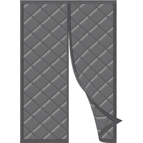 Wärmedämmender magnetischer Türvorhang 90 x 200 cm, kein Bohren erforderlich, geeignet für Sommer und Winter, Grau
