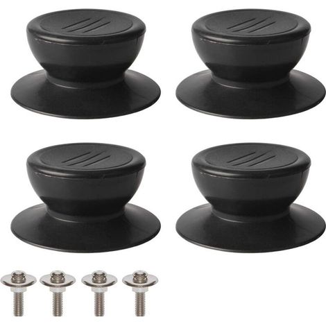 Bouton de couvercle 4 pièces – Poignée en verre noir – Remplacement pour casseroles et bouilloires – Installation facile et nettoyage rapide (1/4)