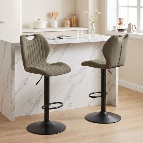 Tabouret de bar - WAFTING - Lot de 2 - Pivotant 360° - Réglable 60–81 cm - Dossier ergonomique
