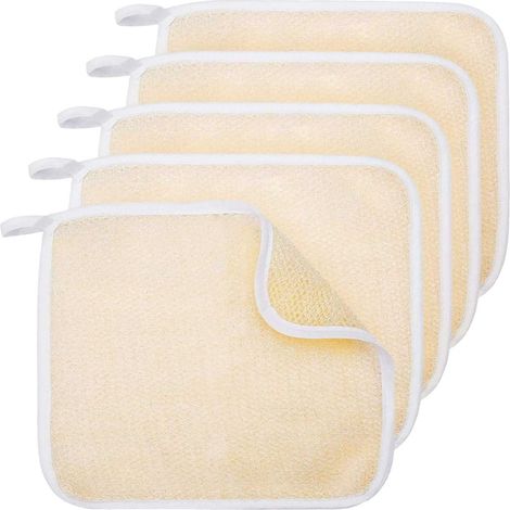 Gant Exfoliant Visage - Double Face Nylon Et Tissu - Pour Massage Facial Et Gommage Corps - Lot de 5 (1/5)