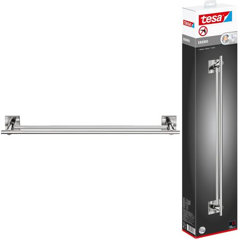 Porta asciugamani doppio tesa EKKRO, look acciaio inox, autoadesivo, tecnologia di montaggio adesiva, 112 mm x 640 mm x 50 mm (1/5)