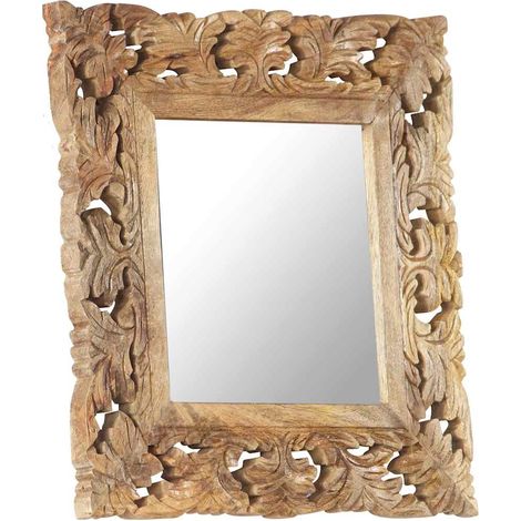 Maison Exclusive - Spiegel Handgeschnitzt Braun 50x50 cm Massivho (1/5)