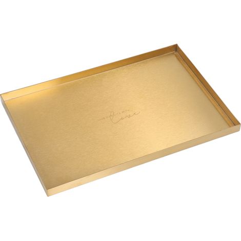 Plateau de rangement rectangulaire moderne en métal doré, présentoir à bijoux et cosmétiques, plateau en acier inoxydable (1/5)