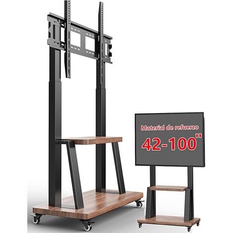 Support TV sur Pied avec Mobile roulettes pour 42 à 100 Pouces téléviseur ecran,VESA 200x200-900x600 mm,Charge 80 kg,50 55 58 60 65 70 75 80 85 86 90 Pouces Chariot TV à Roulette