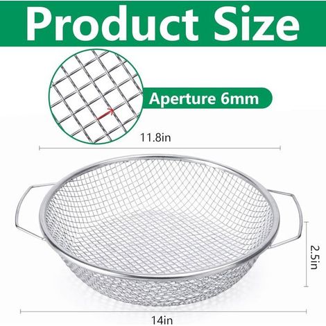 Tamis rond en acier inoxydable pour jardin, diamètre 30 cm avec poignée, maille de 6 mm pour sable, graines, terre, compost, pierres (1/5)