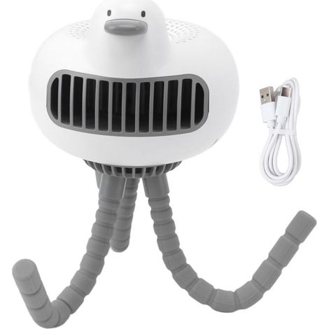 Ventilateur de poussette portable rechargeable 6300mAh silencieux, rotatif à 130° avec clip, design mignon pour bébé